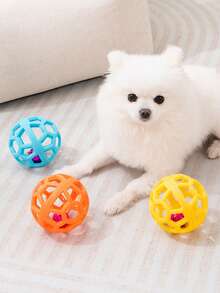 TPR Hollow Rattle Ball Pet Toy With Bell, Chew Resistant Puzzle Toy For Dogs And Cats, Pet Supplies - Multicolor - View 5