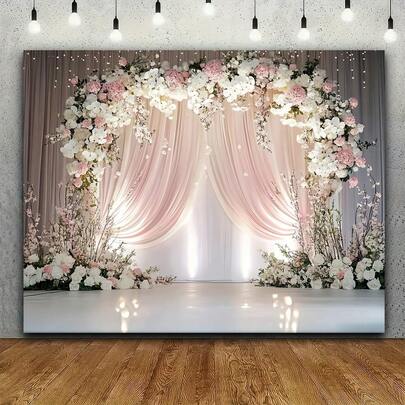 1 Piece, Multifunctional Soft Pink Floral Wedding And Party Background Cloth, Suitable For Birthdays, Photography, And Weddings. Various Styles And Sizes Are Available For Selection.