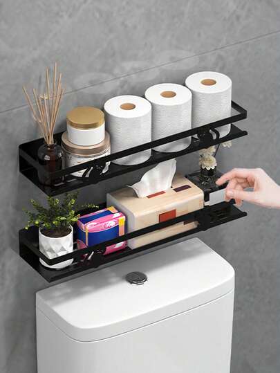 2 Pieces Bathroom Shelf Set Includes A Wall-Mounted Toilet Storage Rack. It Requires No Drilling, Is Easy To Install, And Saves Space. It Can Store Tissues, Shampoo, Shower Gel, Bathroom Accessories, Etc.