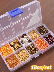 1 Caja/Set de 12 Rejillas de Cuentas de Vidrio Mezcladas de Diferentes Estilos para Hacer Joyas DIY, Pulseras, Collares - juego de cuentas de 12 gramos - Ver 10