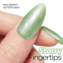 Modelones Glitter Green Nail Polish Grape Gel Nail Polish Soak-Off UV Gel Polish - 28+ Days Long-Lasting Salon-Quality Nail Art For St Patricks Day Decorations DIY Manicure &Amp; Gift 15ML - 白色 - 查看 7