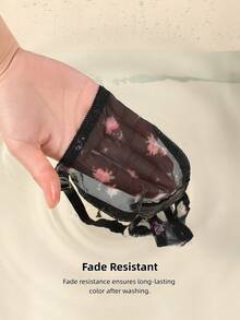 4条装女士可调节肩带透视网纱花卉豹纹丁字裤内裤，性感低腰T字后背内裤套装 - 彩色 - 查看 11