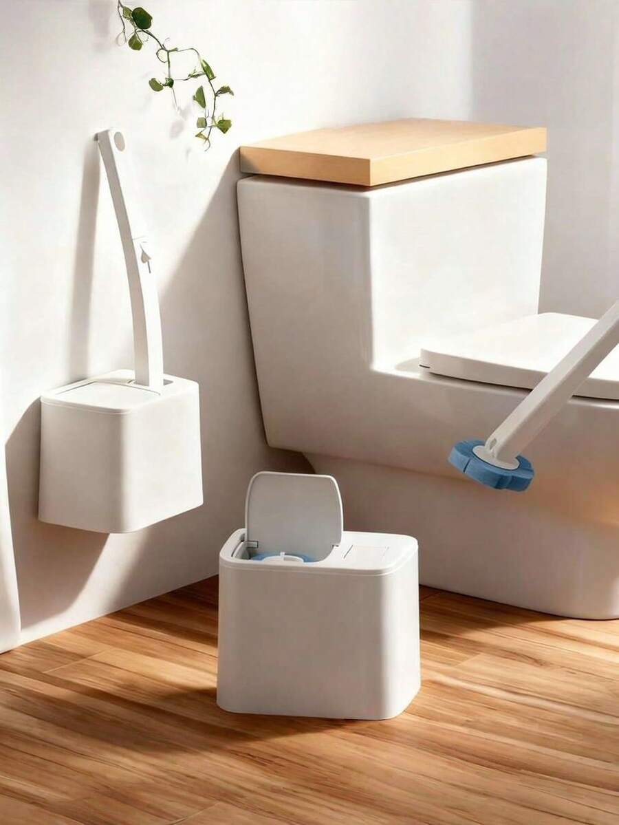 1 Set Premium Perie de Toaletă, 1 Perie + 6 Capete de Rezervă, Perie cu Mâner Lung și Capac Auto-Flip, Capete de Perie de Unică Folosire Înlocuibile, 3 Opțiuni de Parfum, Capete de Perie Solubile, Îndepărtare Ușoară a Petelor de Toaletă, Perie de Toaletă Montată pe Perete, Accesoriu de Baie, Potrivit pentru Toaletă, Podea Baie, Chiuvetă, Curățarea Cazii de Baie, Îndepărtarea Mirosurilor, Instrument de Baie, Articole de Baie