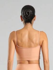 FITNATION Top Fitness Top With Thin Straps And Microfiber Lining, ZERO Transparency And HIGH Support. - Salmon - View 3