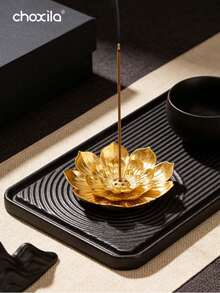 choxila 1pc Lotus Shaped Aromatherapy Burner, Minimalist Metal Incense Holder Base, Suitable For Holiday Decor, Yoga Studio Decor And Aromatherapy. Can Also Be Used As Housewarming Gift, Souvenir Or Holiday Gift For Friends, Ladies Or As Back To School Gift, Souvenir Or Living Room Decor - Incense Burner - View 4