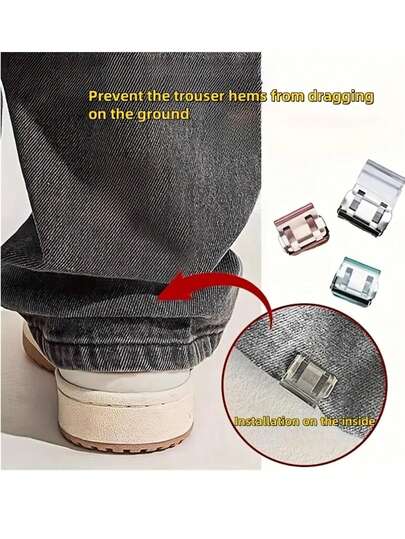 2/6/10pcs Seamless Invisible Pant Leg Shortener Clips - No-Sew Hem Fixers, Hidden Pant Leg Tighteners, Non-Slip Pant Leg Adjusters To Prevent Dragging, Pant Leg Shorteners For Jeans, Trousers, Custom Clothing, Multi-Color Options, Essential For Travel And Daily Use