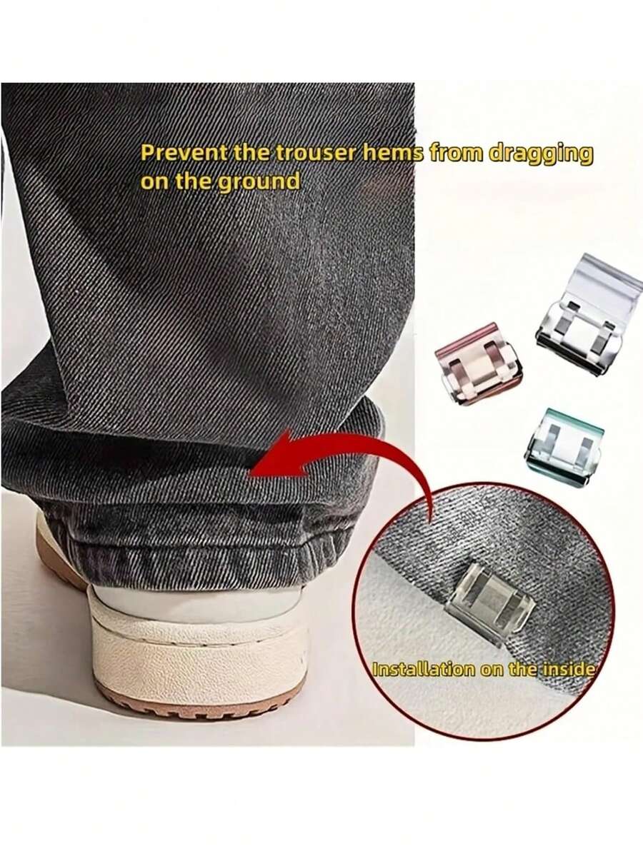 2/6/10个装无缝隐形裤腿缩短夹 - 无需缝纫的裤脚固定器，隐藏式裤腿收紧器，防滑裤腿调节器，防止裤腿拖拽，适用于牛仔裤、休闲裤、定制服装，多种颜色可选，旅行和日常必备 - 多色 - 查看 1