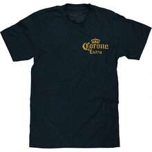 Tee Luv Faded Corona Extra Double Sided Beer Brand Logo T-Shirt - 黑色 - 查看 1