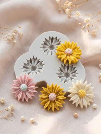 1 khuôn silicon làm sô cô la, khuôn bánh hình hoa cúc 3 ngăn, dùng để trang trí bánh ngọt, làm topping cupcake, bánh que, kẹo, pudding, đá viên và nhiều hơn nữa.