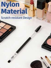 2-In-1 Angled Eyebrow Makeup Brush & Spiral Eye Brush, Multi-Purpose Convenient Tool - Multicolor - View 6