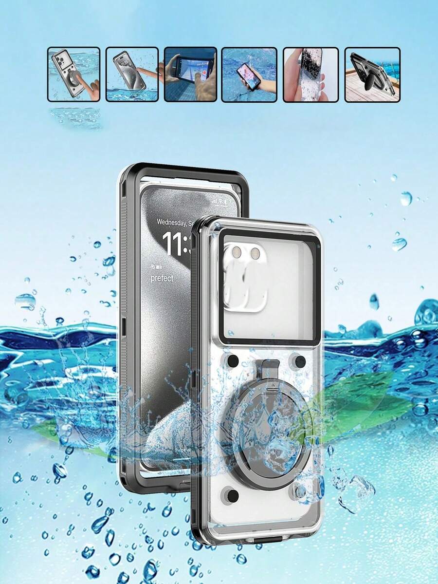 Sarung Ponsel Tahan Guncangan dan Air 6,9 Inci, Casing Ponsel Universal Tahan Air Layar Sentuh dengan Penyangga, Tahan Benturan, Cocok untuk Semua Smartphone, Hadiah Sempurna untuk Penggemar Olahraga Air, Hadiah Musim Semi