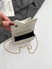 Korean Style Cute Bowknot Faux Pearl Minimalist Large Capacity New Chain Crossbody Handheld Shoulder Bag - White - View 10