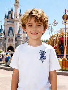 Disney Cars Hudson Hornet Double-Sided Printed Girls' T-Shirt - Children's Clothing Design, Short Sleeve, Casual Cute Style, Comfortable Loose Version, Suitable For Both Boys And Girls, Ideal For Parties And Playtime, Machine Washable, Girls' Short Sleeve Shirt - trắng - Xem 3