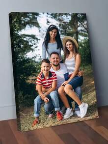 Customized Photo Frame Canvas Painting - Personalized Friend Photo Collage With Wooden Frame, Customizable Friendship Wall Art Decor For Bedroom, Living Room, Christmas, Office, Unique Birthday And Friendship Gift, Handmade, Multiple Sizes, Suitable For Family Photos - Multicolor 8 - View 1