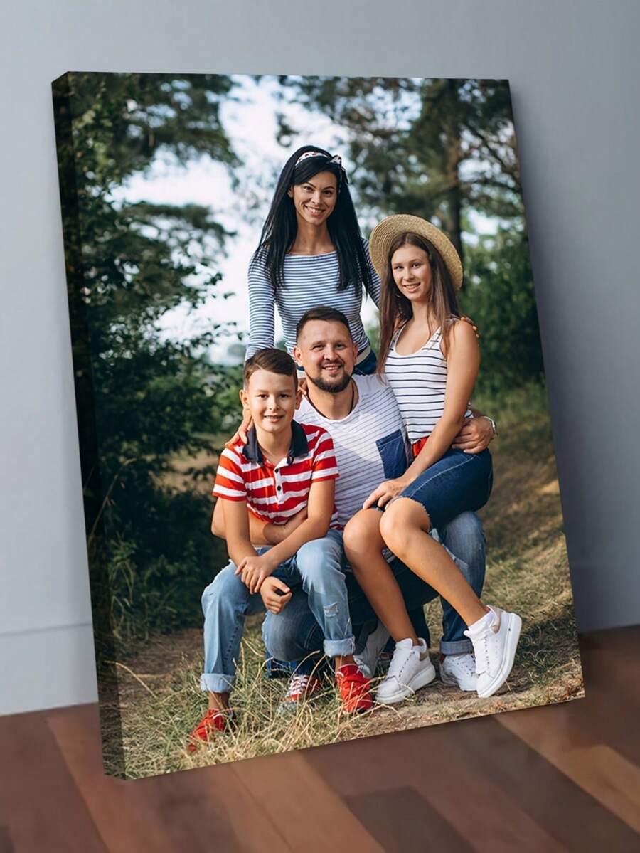Customized Photo Frame Canvas Painting - Personalized Friend Photo Collage With Wooden Frame, Customizable Friendship Wall Art Decor For Bedroom, Living Room, Christmas, Office, Unique Birthday And Friendship Gift, Handmade, Multiple Sizes, Suitable For Family Photos - Multicolor 8 - View 1