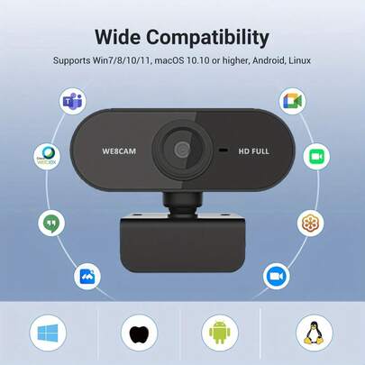 1080P HD Webcam With Built-In Microphone, Wide Angle View, USB Interface, 360° Rotation, Clip-On Camera, Suitable For Office And Home Security Monitoring