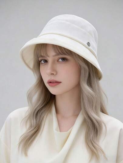 1pc Women Casual Polyester Bucket Hat, Versatile For Daily And Outdoor Use