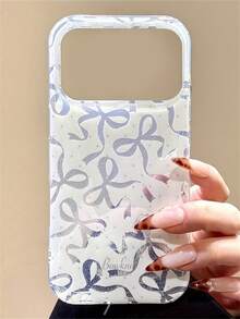 可爱闪亮蝴蝶结波点亮片透明手机壳,适用于 17 Pro Max 16 15 14 13 11 12 Pro Max 16 15 14 Plus,奢华女士礼物,保护性后盖 - 白色 - 查看 2