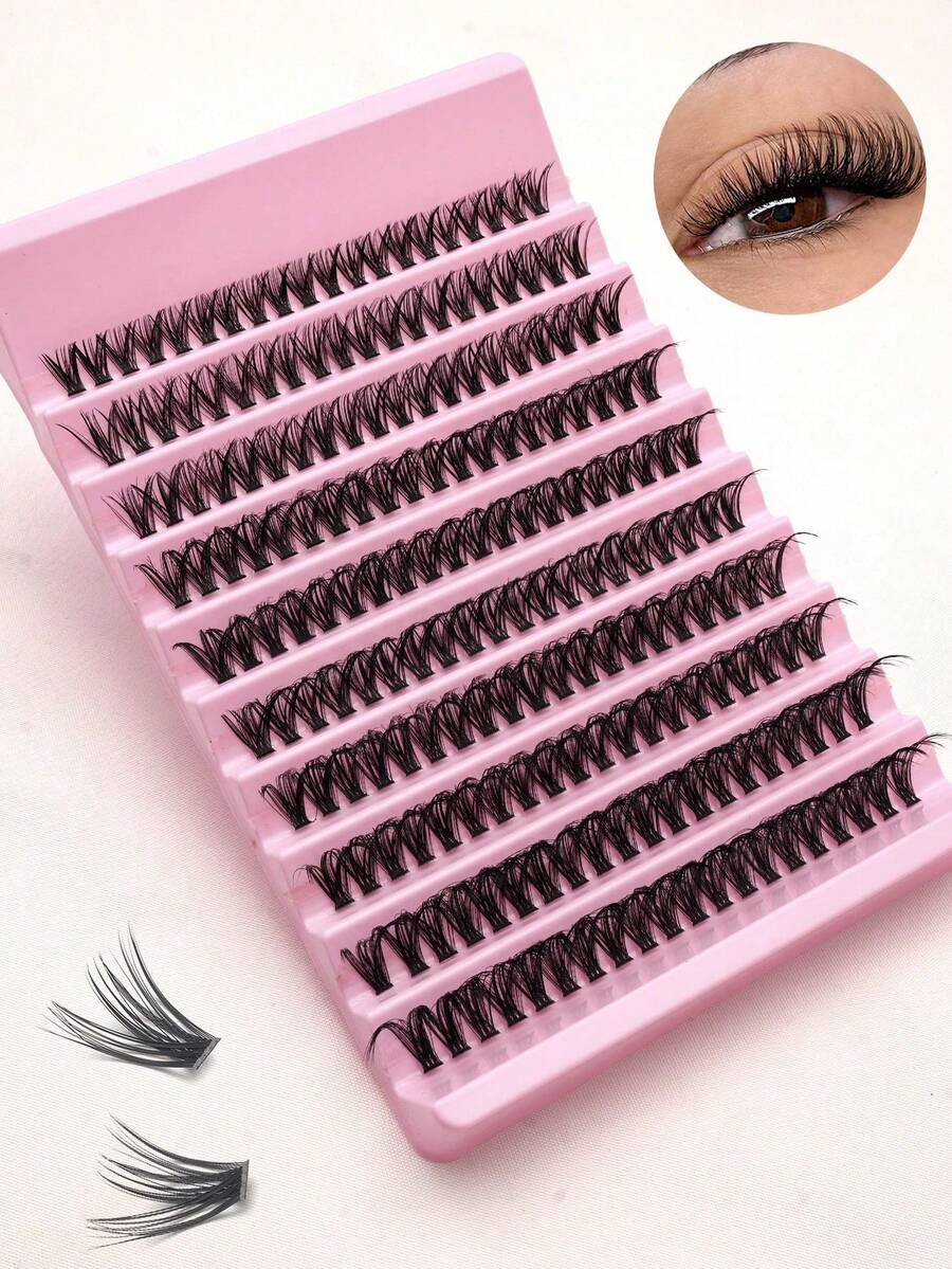 40D/40D*2 200pcs Cluster 8mm-16mm D-Curl Thick & Dense False Eyelashes Extension Set, Creates Natural & Dramatic Effect. DIY Home Use Fake Lashes