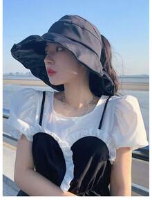 Women's Wide Brim Open-Top Sun Hat, Versatile For Summer, Suitable For High Ponytail, Ideal For Outdoor Cycling And Beach Wear - Multicolor - View 2