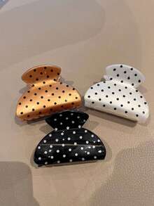 3个黑白波点小发夹，优雅女士发爪 - 彩色 - 查看 2
