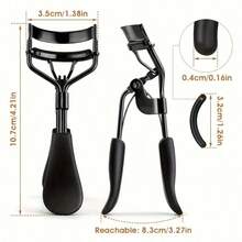 1pc Partial Eyelash Curler, Precise Lash Shaping, Compact Stylish Design, Sturdy Stainless Steel, Makeup Tool For Daily Use - 黑色 - 查看 8
