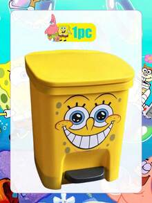 SpongeBob SquarePants SpongeBob Themed - Cute Cartoon Funny Expression Trash Can. This Is A Large Capacity Trash Can Suitable For Living Room, Bedroom And Outdoor Activities. - Yellow - View 18