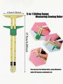 1/2件装 5合1缝纫尺，塑料滑动测量工具，适用于缝纫、测量和绗缝，理想的母亲节礼物，家用缝纫和手工用品 - 彩色 - 查看 6