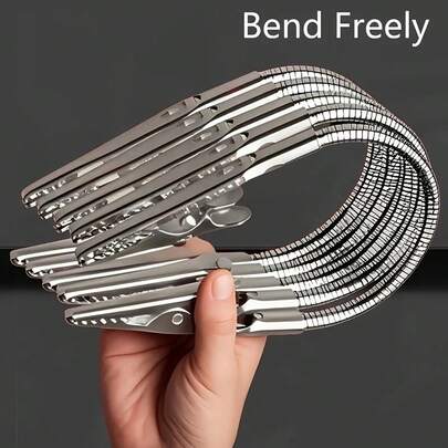 6个重型多用途鳄鱼夹支架，可弯曲双头设计，适用于各种工业应用，铝制结构，优质金属夹