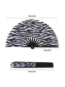 Elegant Leopard Print Folding Fan, Black Frame, Fashion Princess Theme Ladies Lightweight Portable Hand Fan, Princess Theme Fan, Lightweight Fan - Multicolor - View 11