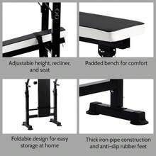 Steel Weight Bench W/ Squat Rack In Multiple Colors, 400 Lb User Capacity - Foldable Home Gym Equipment For Range Of Workouts W/ 6-Position Barbell Holder & Adjustable Seat And Recliner - Đen/Trắng - Xem 8