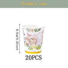 Elephant Pattern Disposable Tableware Set, 7/9 Inch Party Plates, Disposable Paper Plates, Napkins, Cups, Suitable For Holidays, Weddings, Engagements, Birthdays, Parties, Celebrations - Multicolor - View 6