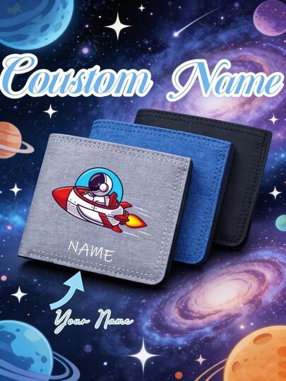 Customizable Cartoon Astronaut Space Themed Wallet, Can Print Your Name Or Holiday Greetings. Create A Truly Personalized Bag. Suitable For Daily Use, Outings, Travel, Sports, Swimming, Hiking And Various Outdoor Activities. Ideal For Christmas, Thanksgiving, Back To School Season And Office Workers. Also A Perfect Christmas Gift For Family And Friends. An Excellent Choice For Parents, Colleagues And Classmates.