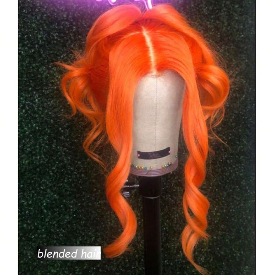 26英寸 180%密度 13x4 波浪卷蕾丝前假发 真人混纺发丝 预先拔毛 13x4 高清透明蕾丝前假发 真人混纺发丝 180%密度 无胶假发 真人混纺发丝 打造自然发际线，带婴儿绒毛 姜橙色 350 - S350 - 查看 1