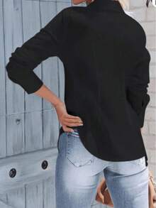 Weave Poetry Elegant White Shirt, Button Front Design, Regular Hem, Suitable For Office Wear - trắng - Xem 6