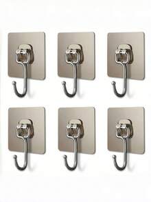 10/6/1pc Stainless Steel Wall Mounted Hook, Reusable For Bathroom And Kitchen Towel/Robe Hanging, Seamless Design, Waterproof And Oil-Proof, Easy Installation, Brushed Surface, Suitable For Bathroom, Kitchen, Clothing And Shower Practical Hook, Bathroom Accessories - Multicolor - View 11