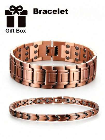 1 Set Fashionable Retro Magnetic Bracelet Suitable For Men's Daily Wear, Comes With Gift Box Packaging For Holiday Gifting