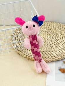 1pc Pet Plush Rope Braided Toy, Cute Animal Shaped Frog Panda Bear Rabbit Design, Chew Toy For Dog Training And Interaction - Multicolor - View 18