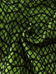 女士露背撞色网纱比基尼套装，荧光绿，可爱性感，两件式派对泳装 - 綠色 - 查看 6