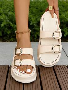FZY Women's Sports Sandals - Solid Color Style - Multi-Functional Buckle - Adjustable Women's Flat Sandals. Fashionable Multi-Functional Women's Sandals Suitable For Home Use, Outdoor Travel, Beach, Seaside, And Water Activities. Thick Sole / Durable And Elegant Women's Bath Slippers. Elegant Boots. Essential Women's Home Slippers.Essential Easter Outfits - Apricot - View 4