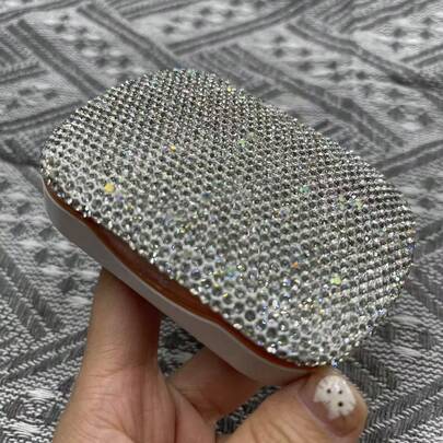 منظم أقراص فاخر كبير السعة مرصع بالراين ستون، مصنوع من مادة البولي بروبلين عالية الجودة 6 تجويفات، خفيف الوزن وصغير الحجم للسفر، بنفسجي لإدارة الأدوية اليومية