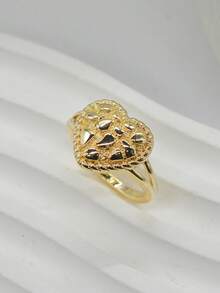 Nhẫn nữ hình trái tim bất đối xứng, trang sức đeo hàng ngày và dự tiệc, quà tặng Giáng sinh, Lễ Tạ ơn. - Vàng - Xem 20