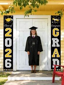 2pcs 2026 Graduation Decoration Series, Multi-Color Options, Suitable For Graduation Season Porch Banner And Party Decor - Multicolor - View 6