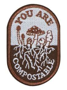 1pc Embroidered Patch, Natural Patch, Mushroom Patch, Iron-On Sew-On Patch - Multicolor - View 1