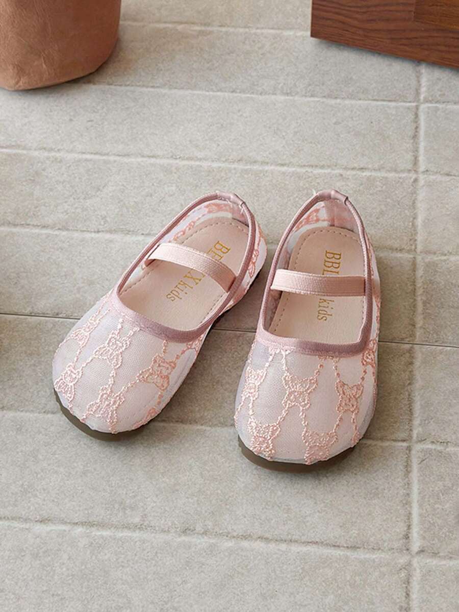 1 Pair Girls' Princess Shoes With Mesh Bow, Breathable Mesh Soft Bottom Baby Dance Shoes, Cute & Sweet Children Shoes - Baby Pink - View 1