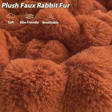 LIFEREVO - Puf de piel sintética esponjosa de conejo sin relleno acogedora felpa mullida de almacenamiento de animales de peluche grande puf peludo para niños y niñas y adultos de 3 pies color - Naranja Quemada - Ver 7