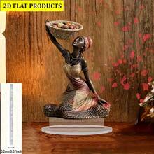 2D Flat, 2D Style Crystal African Woman Decorative Statue, 2D Flat Desktop Art Piece, Multipurpose Decor For Room, Window, Bedroom And Living Room, Ideal Gift - No Battery Required - A - View 3