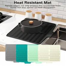 1 pièce Tapis de séchage pour vaisselle en silicone ondulé, tapis de table portable anti-salissures, égouttoir d'évier de cuisine avec design vague pour un drainage facile, résistant à la chaleur - Multicolore - Voir 2
