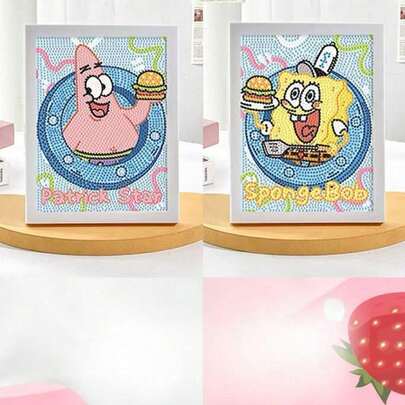 SpongeBob SquarePants 1pc  5D Diamond Painting Kit, DIY Full Drill Crystal Painting, Simple And Easy To Use, Suitable As Valentine's Day Gift, Back To School Gift, Children's Diamond Painting Set, Alternative To Scraping Painting, Handmade Fun For Kids, Children's Art, Handmade, Children's Gift, Children's Toys, Toys For Girls, Party Favors For Kids, Party Gifts, Birthday Gifts, Unlocking Living Room Ambiance, Providing Kids With Hands-On Fun And Holiday Ceremony