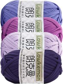Lawkeman 4 pezzi/400g Filato di alta qualità per magliette, rotoli di filato per magliette - 2 cm di larghezza, filato intrecciato e lavorato a maglia, morbido e versatile, adatto per artigianato fai-da-te, può essere utilizzato per uncinetto e tessitura di borse, cuscini, bambole, coperte, pantofole, progetti all'uncinetto, ecc. Disponibile in più colori, filato multicolore | Filato in poliestere | Filato per uncinetto | Filato per artigianato | Palline di filato dai colori vivaci | Materiali per artigianato multifunzionali, accessori e forniture per la tessitura - Stili multipli - Visualizzare 17